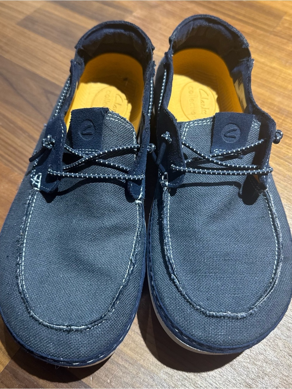 Clarks Men's Higley Tie Slip-On Canvas Boat Shoes Navy Size 8